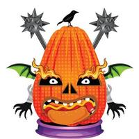 Creepy Party Halloween Pumpkin Head vector