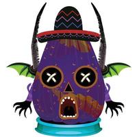 Creepy Party Halloween Pumpkin Head vector