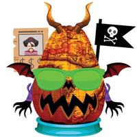 Creepy Party Halloween Pumpkin Head vector