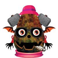 Creepy Party Halloween Pumpkin Head vector