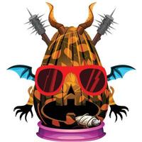 Creepy Party Halloween Pumpkin Head vector