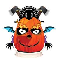 Creepy Party Halloween Pumpkin Head vector