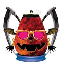 Creepy Party Halloween Pumpkin Head vector