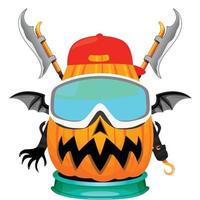 Creepy Party Halloween Pumpkin Head vector