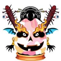 Creepy Party Halloween Pumpkin Head vector