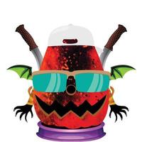 Creepy Party Halloween Pumpkin Head vector