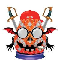 Creepy Party Halloween Pumpkin Head vector