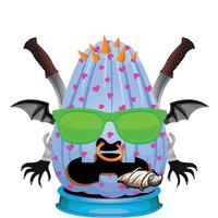 Creepy Party Halloween Pumpkin Head vector