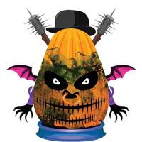 Creepy Party Halloween Pumpkin Head vector