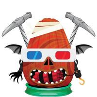 Creepy Party Halloween Pumpkin Head vector