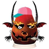 Creepy Party Halloween Pumpkin Head vector