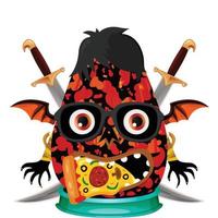 Creepy Party Halloween Pumpkin Head vector