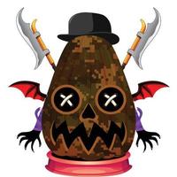 Creepy Party Halloween Pumpkin Head vector