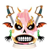 Creepy Party Halloween Pumpkin Head vector