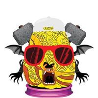 Creepy Party Halloween Pumpkin Head vector