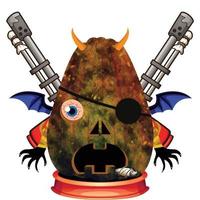 Creepy Party Halloween Pumpkin Head vector