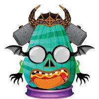 Creepy Party Halloween Pumpkin Head vector