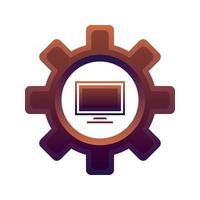 monitor gear logo gradient design template icon element vector