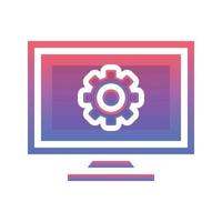 monitor gear logo gradient design template icon element vector