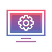 monitor gear logo gradient design template icon element vector