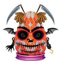 Creepy Party Halloween Pumpkin Head vector