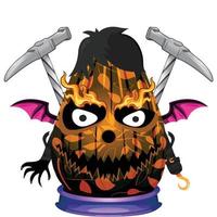 Creepy Party Halloween Pumpkin Head vector