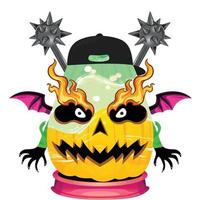 Creepy Party Halloween Pumpkin Head vector