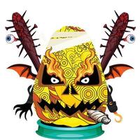 Creepy Party Halloween Pumpkin Head vector