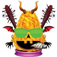 fiesta espeluznante cabeza de calabaza de halloween vector