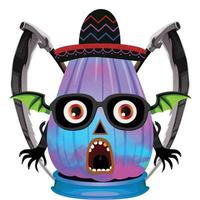 Creepy Party Halloween Pumpkin Head vector