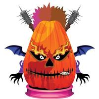 Creepy Party Halloween Pumpkin Head vector