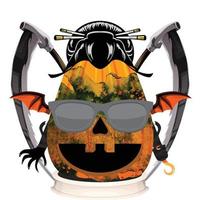 Creepy Party Halloween Pumpkin Head vector