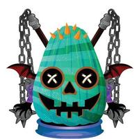 Creepy Party Halloween Pumpkin Head vector