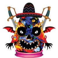 Creepy Party Halloween Pumpkin Head vector