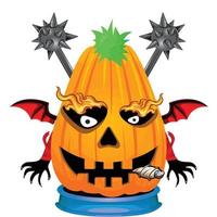 Creepy Party Halloween Pumpkin Head vector