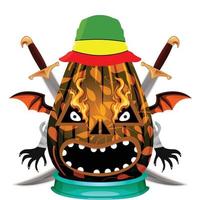 Creepy Party Halloween Pumpkin Head vector