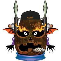 Creepy Party Halloween Pumpkin Head vector