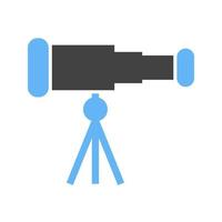 Telescope Glyph Blue and Black Icon vector