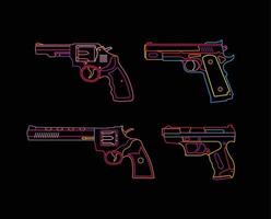 Neon Handgun signs vector