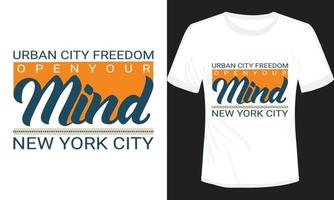 Urban City Freedom New York City T-shirt Design vector