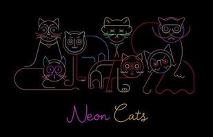 vector de gatos de neón