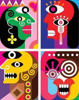 Four Faces abstract vector illustration