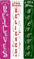 This house believes. Christmas vertical porch sign bundle for home decor, front door sign hanging, background. Christmas long sign vector design. Winter Farmhouse signs for Christmas decoration.