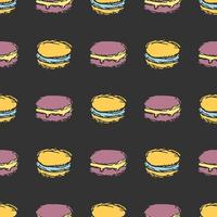Seamless cake pattern. Sweets and candy background. Doodle vector illustration with sweets and candy icons