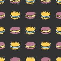 Seamless cake pattern. Sweets and candy background. Doodle vector illustration with sweets and candy icons