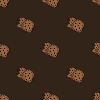 Seamless chocolate cookies pattern. Sweets and candy background. Doodle vector illustration with sweets and candy icons