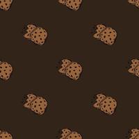 Seamless chocolate cookies pattern. Sweets and candy background. Doodle vector illustration with sweets and candy icons