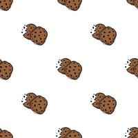 Seamless chocolate cookies pattern. Sweets and candy background. Doodle vector illustration with sweets and candy icons