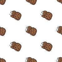 Seamless chocolate cookies pattern. Sweets and candy background. Doodle vector illustration with sweets and candy icons