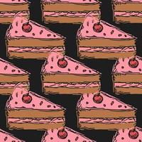 Seamless cake pattern. Sweets and candy background. Doodle vector illustration with sweets and candy icons
